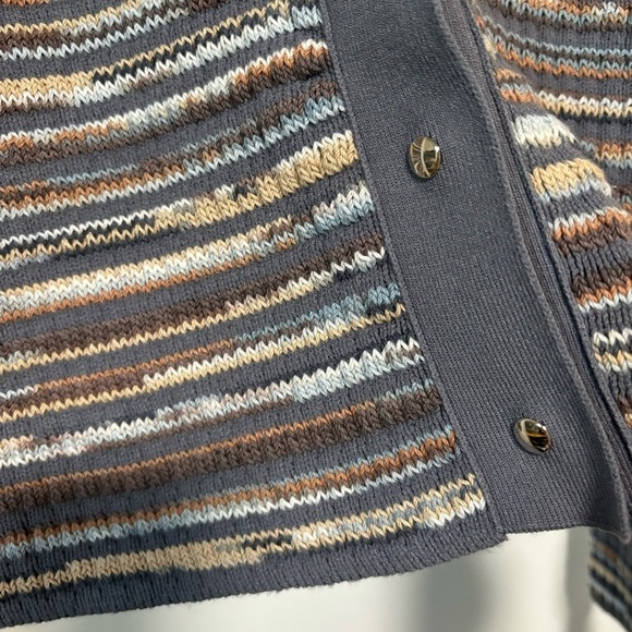 NWT PXG V Neck Snap Front Gray/ Multi Color Knit Stripe Long Sleeve Cardigan XS - Picture 4 of 7